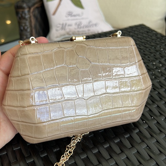 ALESSIA Patent Croc embossed clutch on chain - Picture 9 of 16